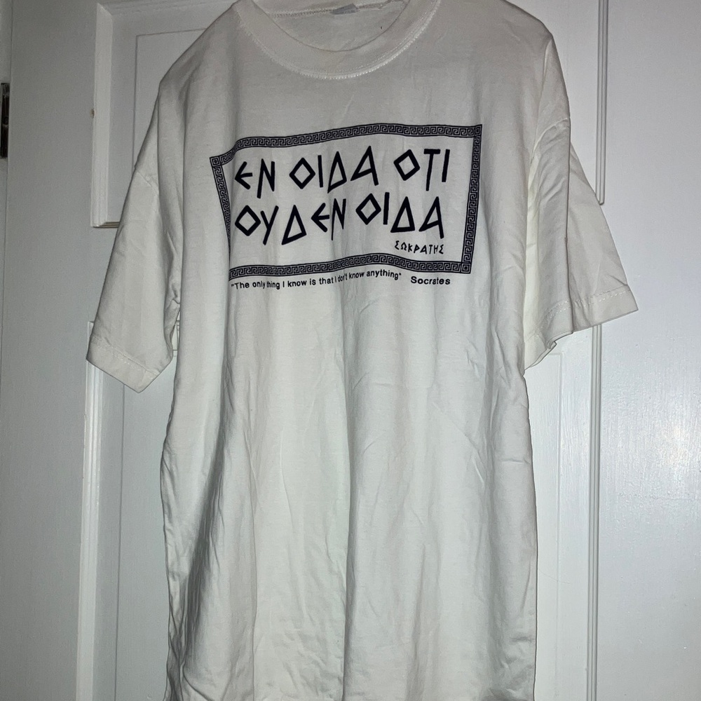 Greek Quote on White Graphic T-Shirt